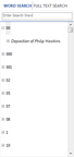 Search pane > Word Search tab > case index