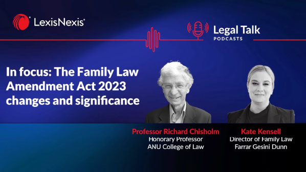 Podcast cover featuring Professor Richard Chisholm and Kate Kensell discussing Family Law Amendment Act 2023 changes