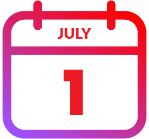 Calendar icon showing 1 July