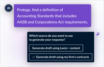 User asks Protege, what positions have we adopted related to shared disposal for FTSE companies? Protege responds which source do you want to use to generate your response? Generate draft using Lexis+ content or generate draft using my firm's contracts?