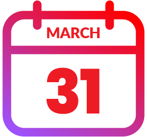 Calendar icon showing 31 March