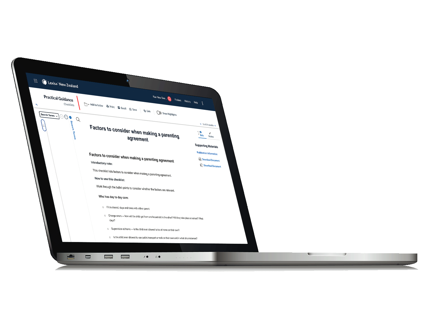 A laptop with Practical Guidance interface