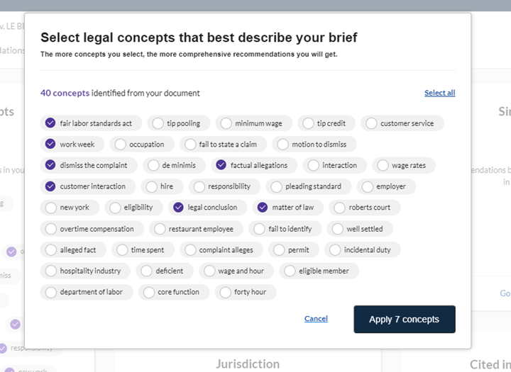 Select Concepts, Jurisdictions and More Now on Lexis+ Brief Analysis