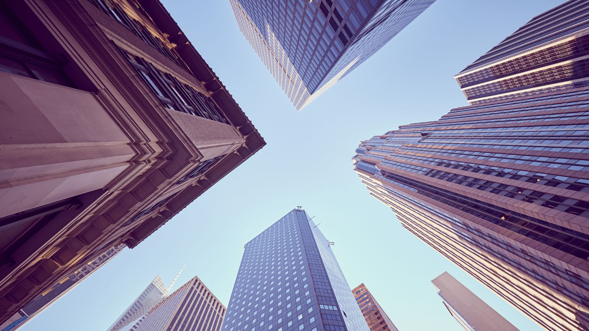 Group of tall buildings from below