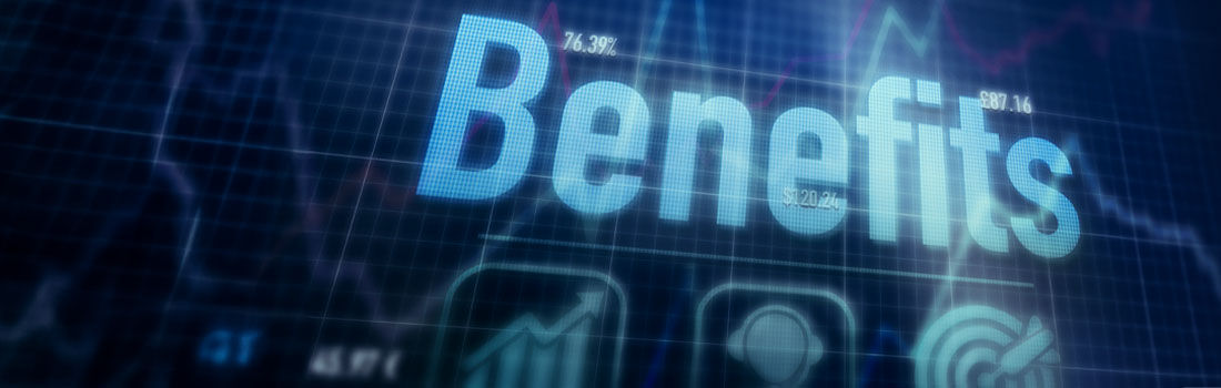 Contract management software benefits for legal operations with the word benefits in a square
