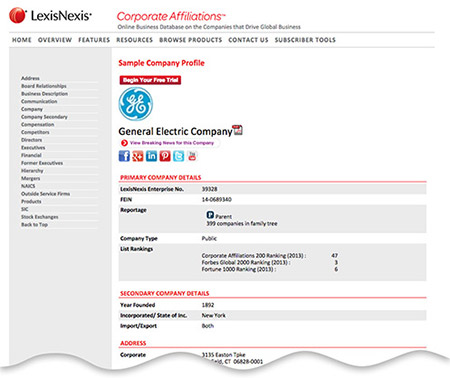 office profile company sample supplies Find LexisNexis Information  Contact Corporate Company