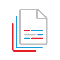 A stack of content documents with different lines of text highlighted to represented data being resolved and normalized