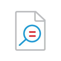 A magnifying glass searching a document to for specific data