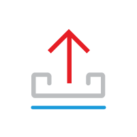 An icon with red arrow pointing up to represent a bulk delivery API providing a bulk of updated data