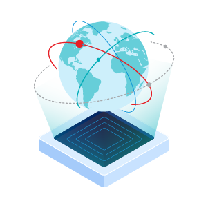 The platform with multiple rings around it to represent countries being utilized as data sources