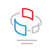 Three different colored documents circle around one another to represent a continuous stream of data
