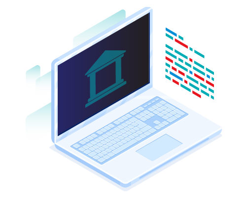 An abstract icon that represents academic data being accessed for use by students in a university