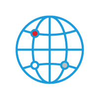 An icon of a continent implying a different geographical region