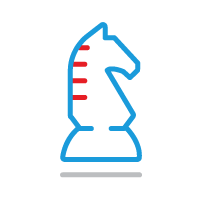 An icon of a chess piece implying strategic maneuvering