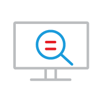 An icon of a magnifying glass searching a website for company profiles