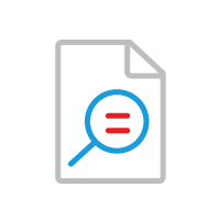 An icon of a magnifying glass searching a document to conduct competitive intelligence
