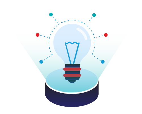 An icon of critical business intelligence illuminating a lightbulb