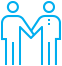 An icon of two business partners shaking hands