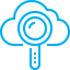 Icon of magnifying glass looking into a data cloud