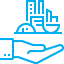 Icon of a hand holding up and supporting data systems