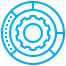 An icon of a gear that represents a data feed being normalized