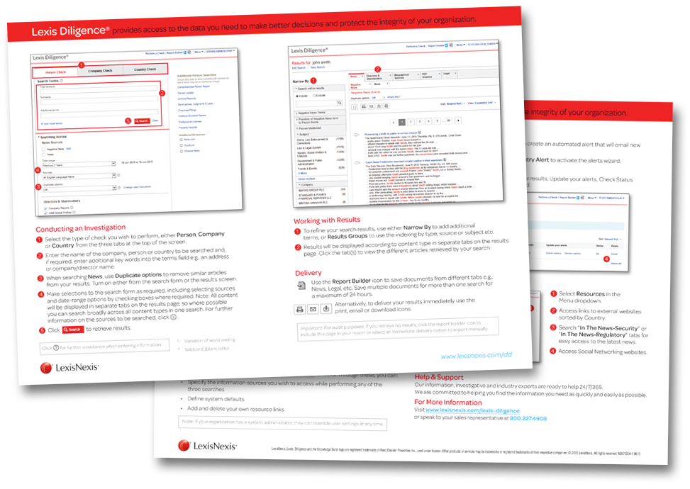 Nexis Diligence Quick Card Nexis Diligence Quick Card