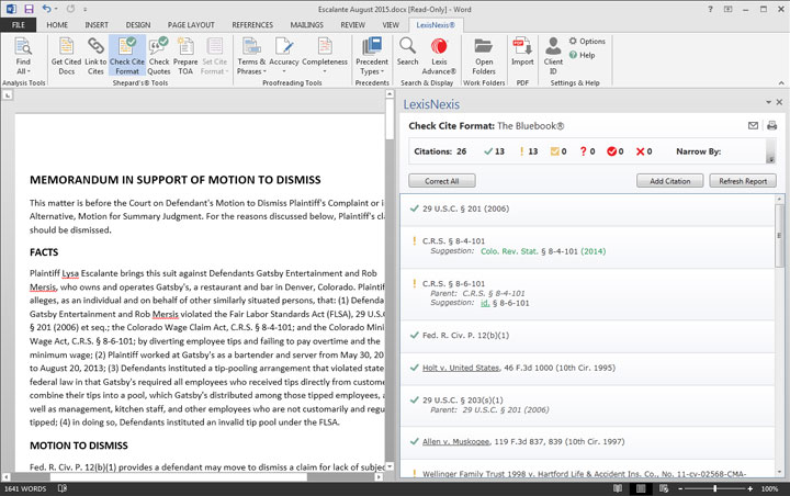 Simpler Citation Formatting with Lexis® for Microsoft Office®