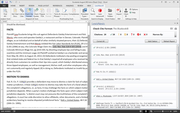 Simpler Citation Formatting with Lexis® for Microsoft Office®