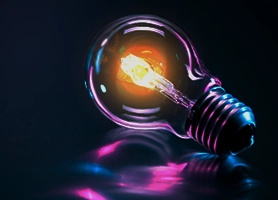 Softly glowing lightbulb