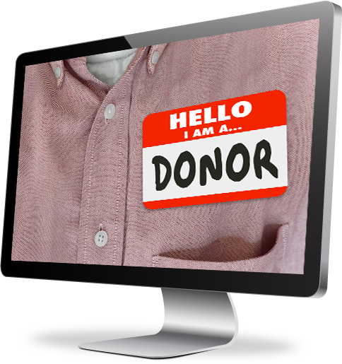 Computer monitor with a donor displayed on the screen