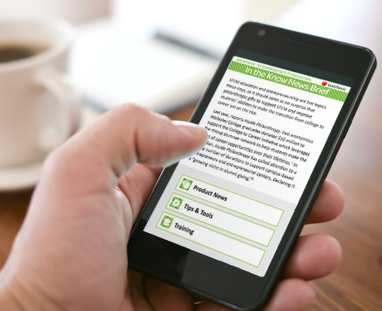 The bi-monthly e-newsletter displayed on someone’s phone