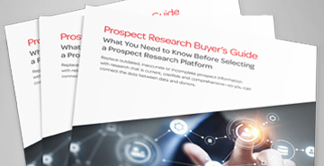 Cover of prospect research buyer&rsquo;s guide downloadable eBook