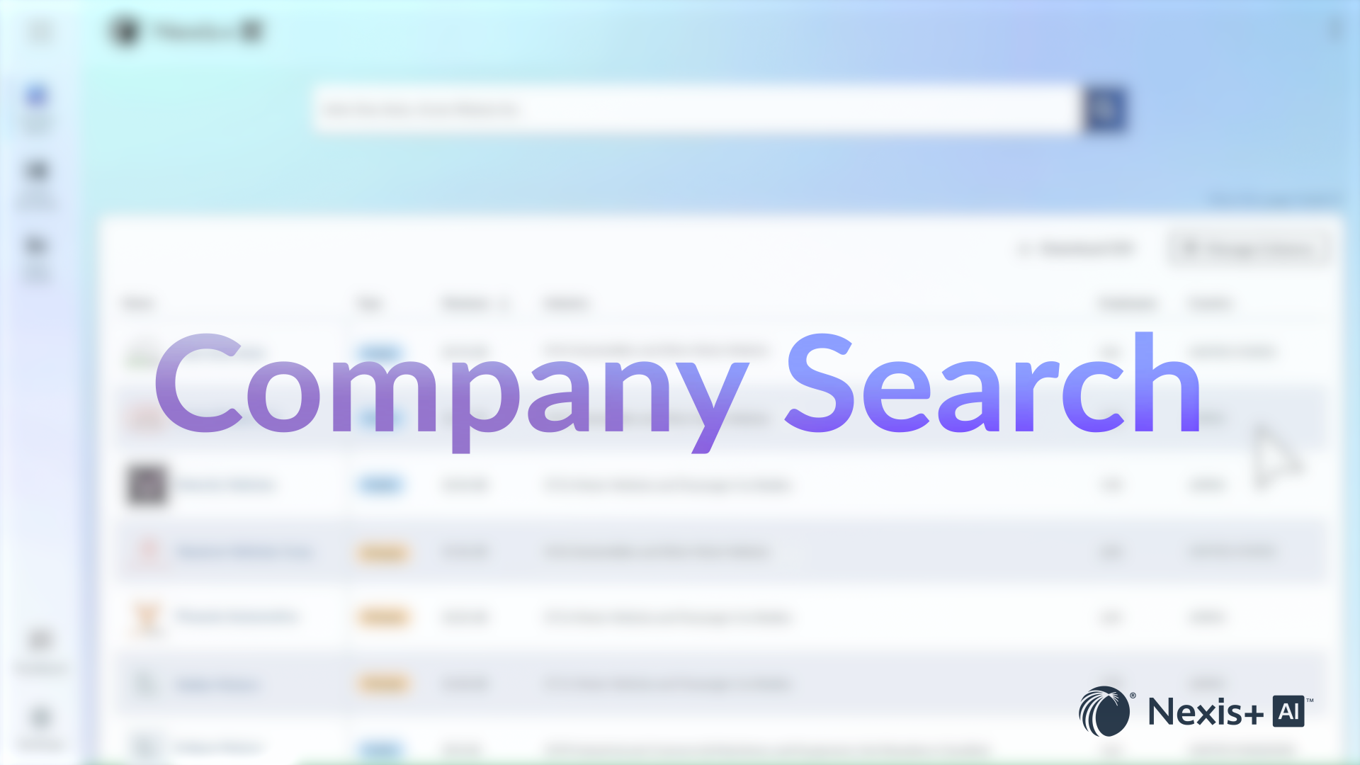 A video showcasing the company search feature of Nexis+ AI, where a user searches for a company name to retrieve information from a comprehensive company database. The video emphasizes the ease of accessing detailed company profiles, featuring close-up shots of the interface displaying search results, financial data, and industry insights. The user utilizes filters to refine the search results, highlighting the tool's efficiency in delivering accurate and relevant company data for informed decision-making.