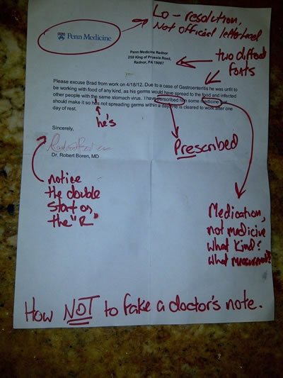 is this the worst fake doctor s note ever and what could how to fake a doctors note for work